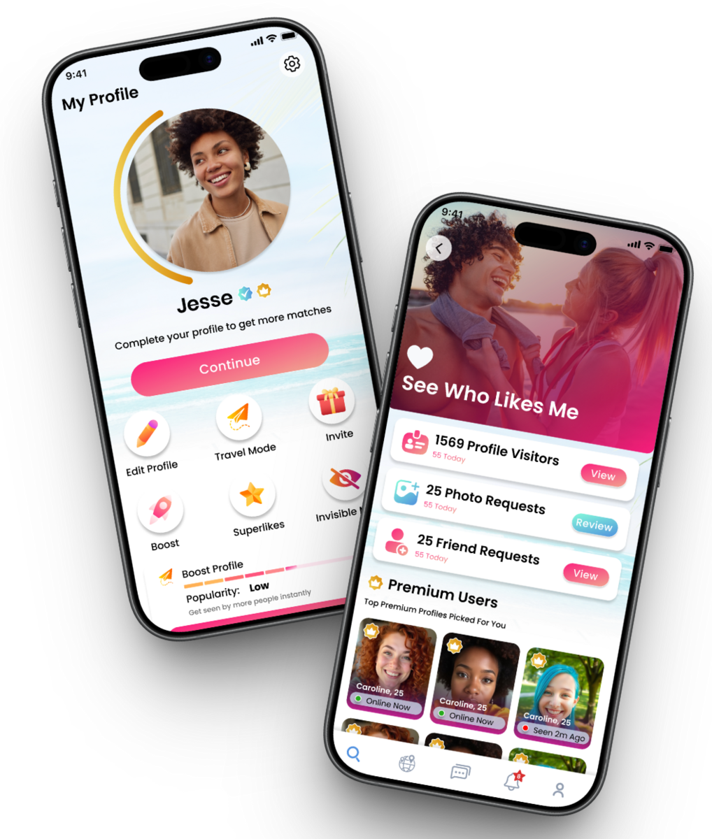 Lovisland dating app welcome screen on a smartphone