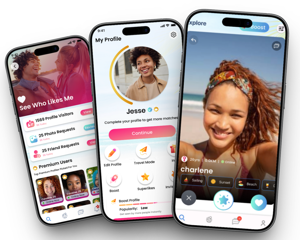 2 Lovisland app screenshot showing mobile dating features